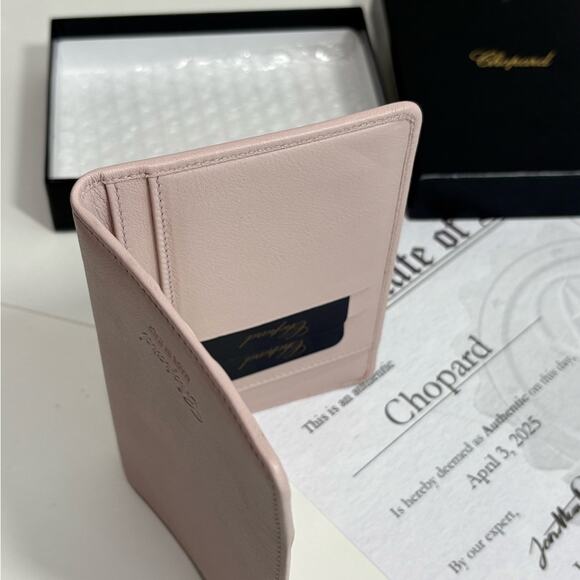 Authentic CHOPARD Pink leather card and passport Wallet w/ box andcertificate - Picture 6 of 7